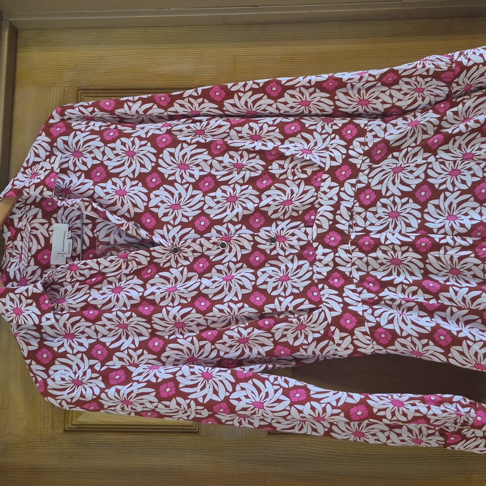 Anthropologie Long Sleeve Bell Bottom Flared Vibrant Floral Jumpsuit Collared 6 - Picture 3 of 17